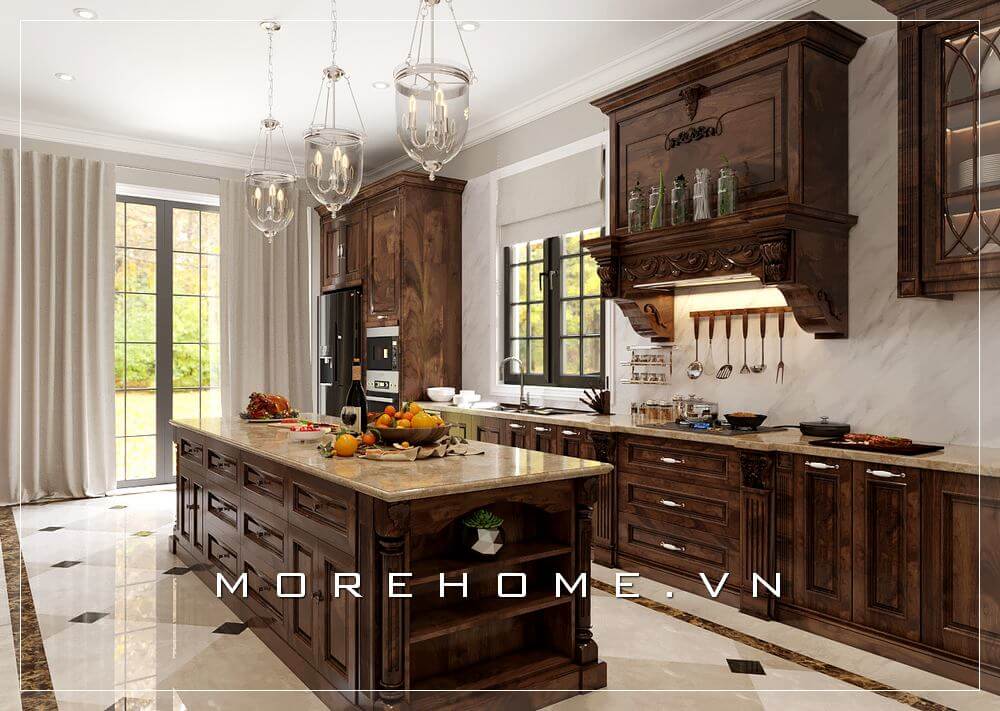 Thiết kế phòng bếp tân cổ điển